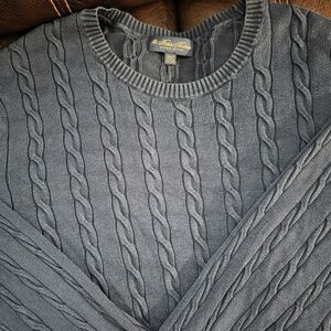 Brooks Brothers Dark Gray Cable Knit Crewneck Sweater